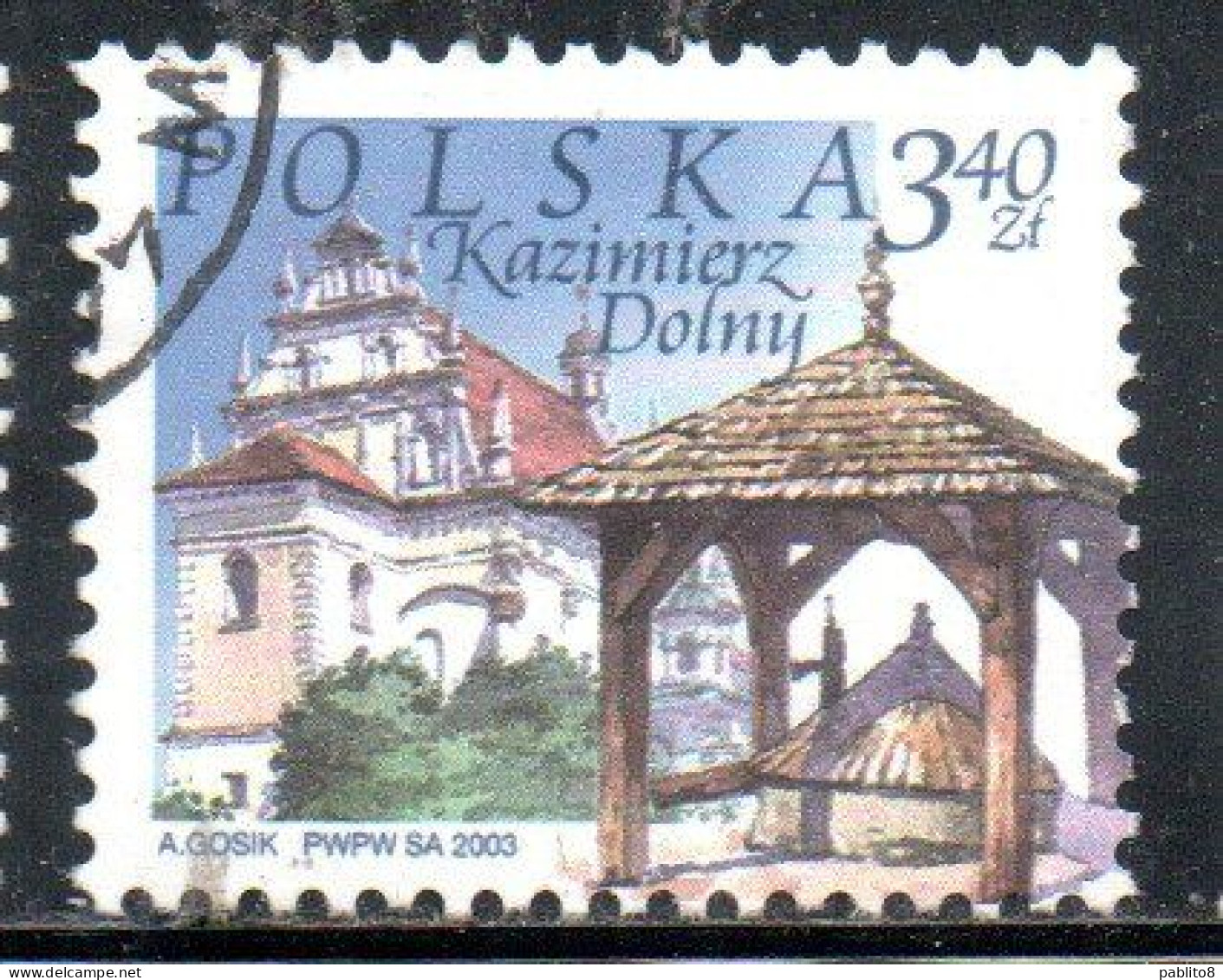 POLONIA POLAND POLSKA 2003 CITY CHURCH AND WELL KAZIMIERZ DOLNY  3.40z USATO USED OBLITERE' - Usados