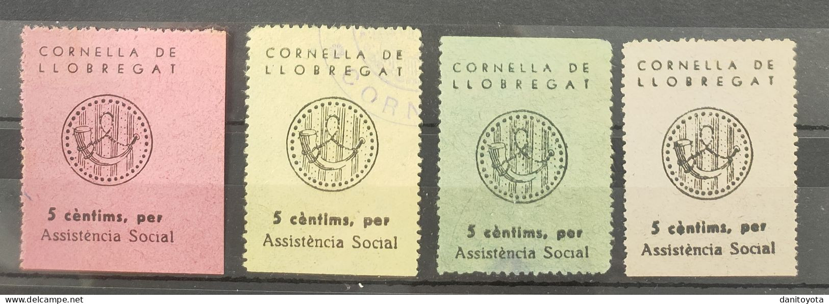 CORNELLA DE LLOBREGAT ( BARCELONA). 5 CTS ASSISTENCIA SOCIAL. LOTE DE 4 SELLOS. - Republikeinse Uitgaven