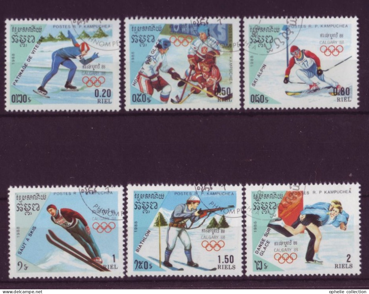 Asie - Kampuchea 1988 - Calgary - Jeux Olympiques D'hiver - 6 Timbres Différents - 6266 - Kampuchea