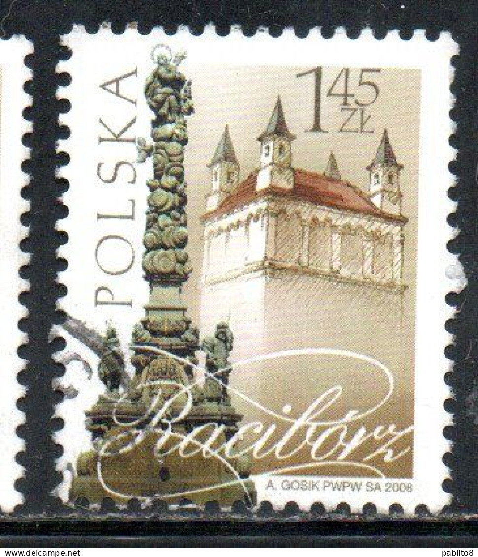 POLONIA POLAND POLSKA 2008 TOWNS TOWER AND COLUMN RACIBORS 1.45z USATO USED OBLITERE' - Usati