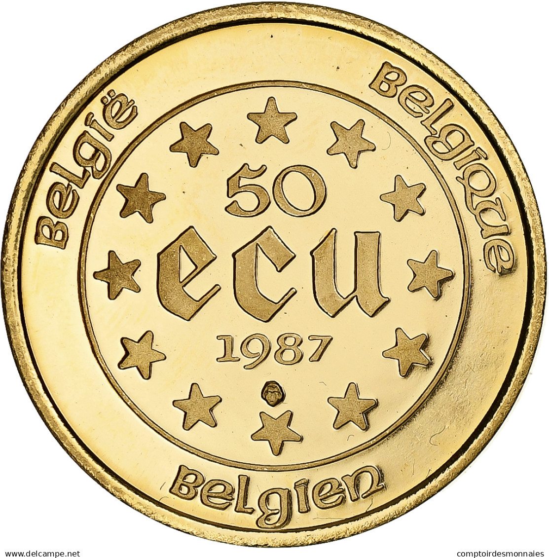 Belgique, 50 Ecu, Charles Quint, 1987, Bruxelles, 1/2 Once, Or, FDC - Ecus