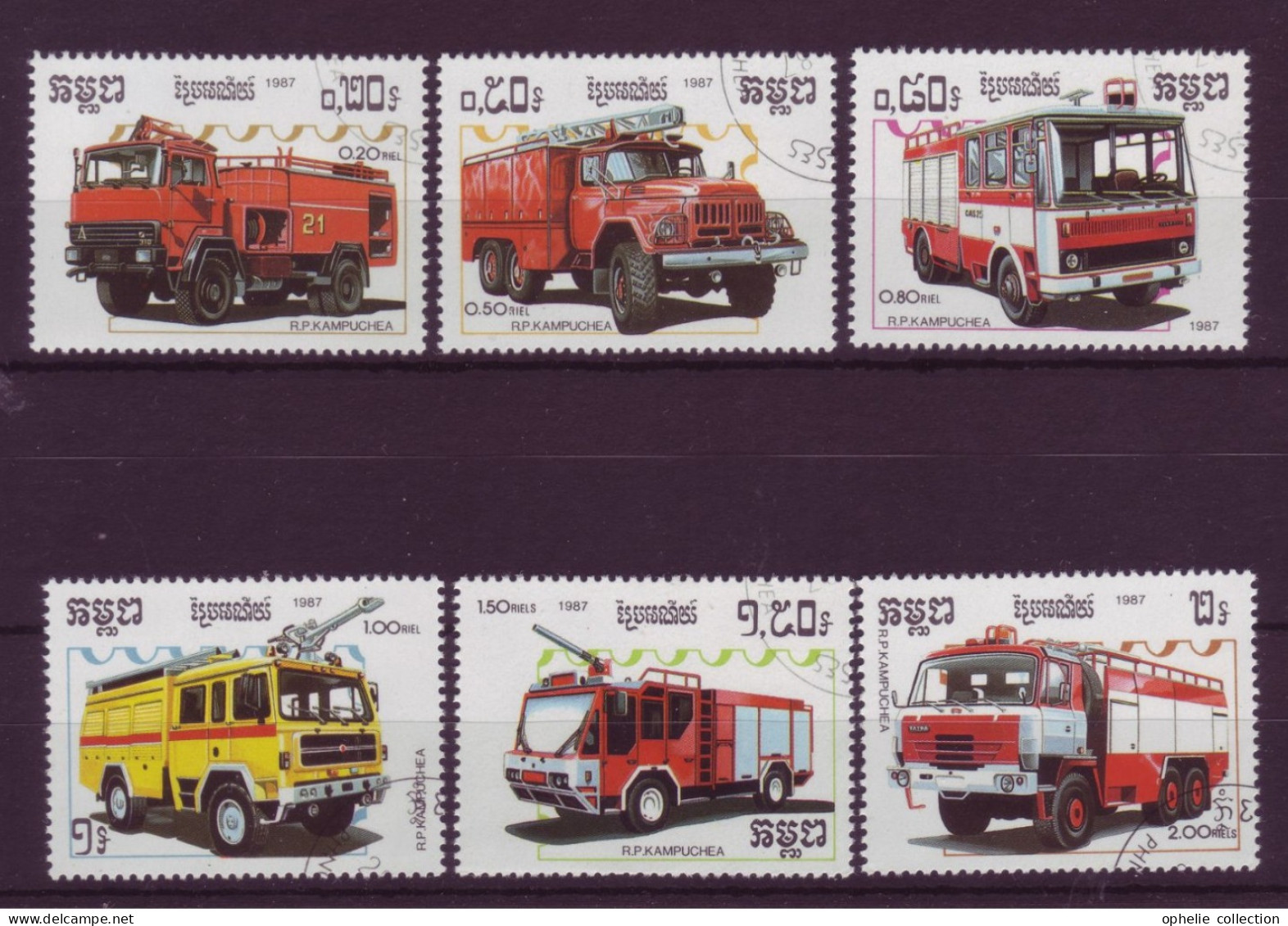 Asie - Kampuchea 1987 - Camions De Pompiers - 6 Timbres Différents - 6271 - Kampuchea