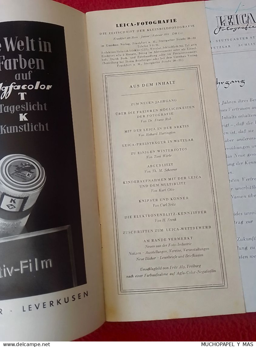 ANTIGUA REVISTA OLD MAGAZINE LEICA FOTOGRAFIE Nº 1 FRANKFURT AM MAIN JANUAR FEBRUAR 1951..FOTOGRAFÍA..VER FOTOS..ESCASA. - Sonstige & Ohne Zuordnung