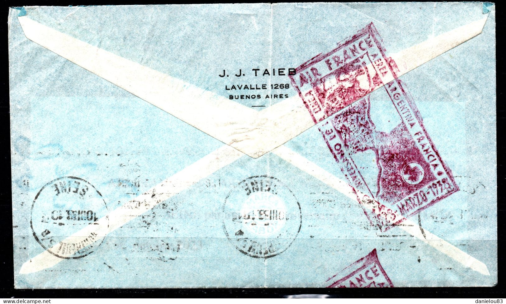 AIR FRANCE 1938 Courrier Argentine Vers France Par Avion 10 Anniversaire LIGNE  MERMOZ - Luftpost