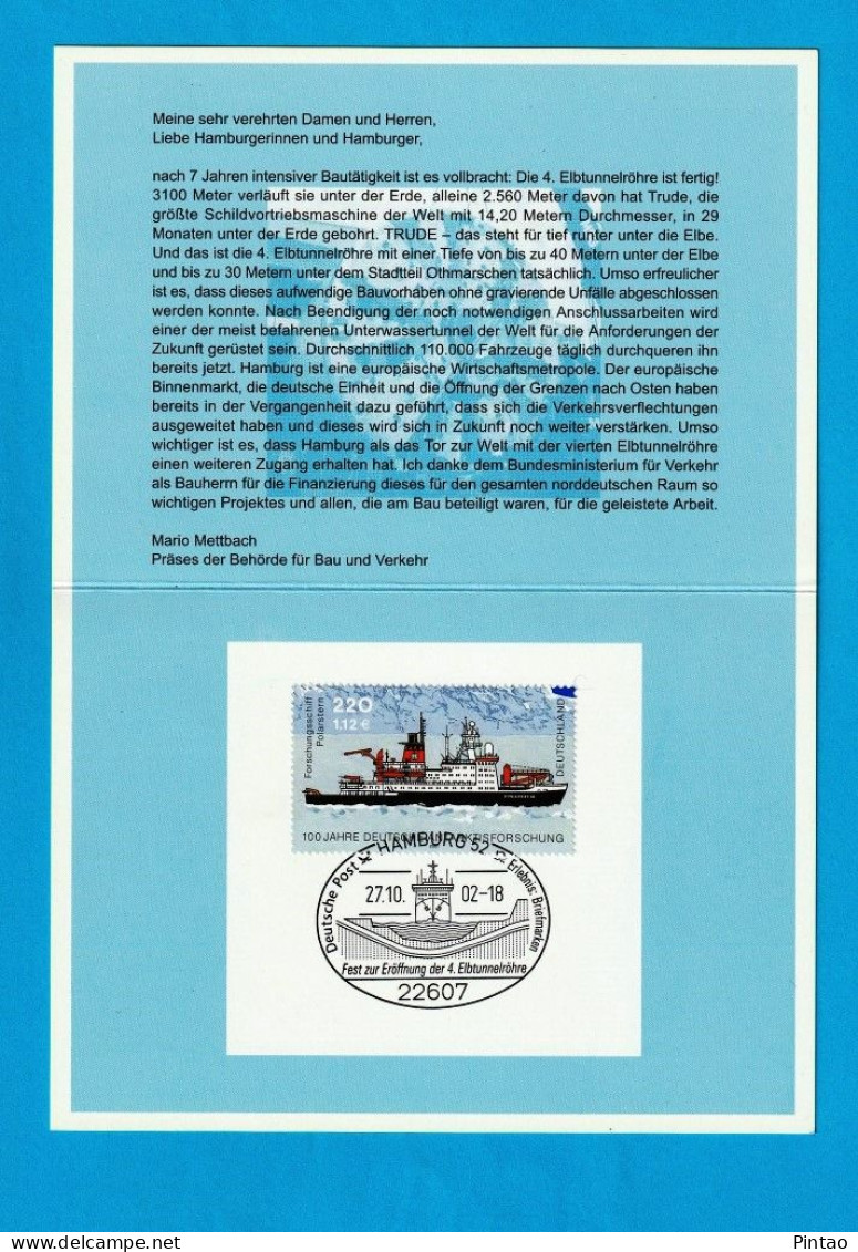 PCN1179- ALEMANHA 2002 (2001)- NÃO CIRCULADO C SELO (CTO)_  BARCOS - Postcards - Used