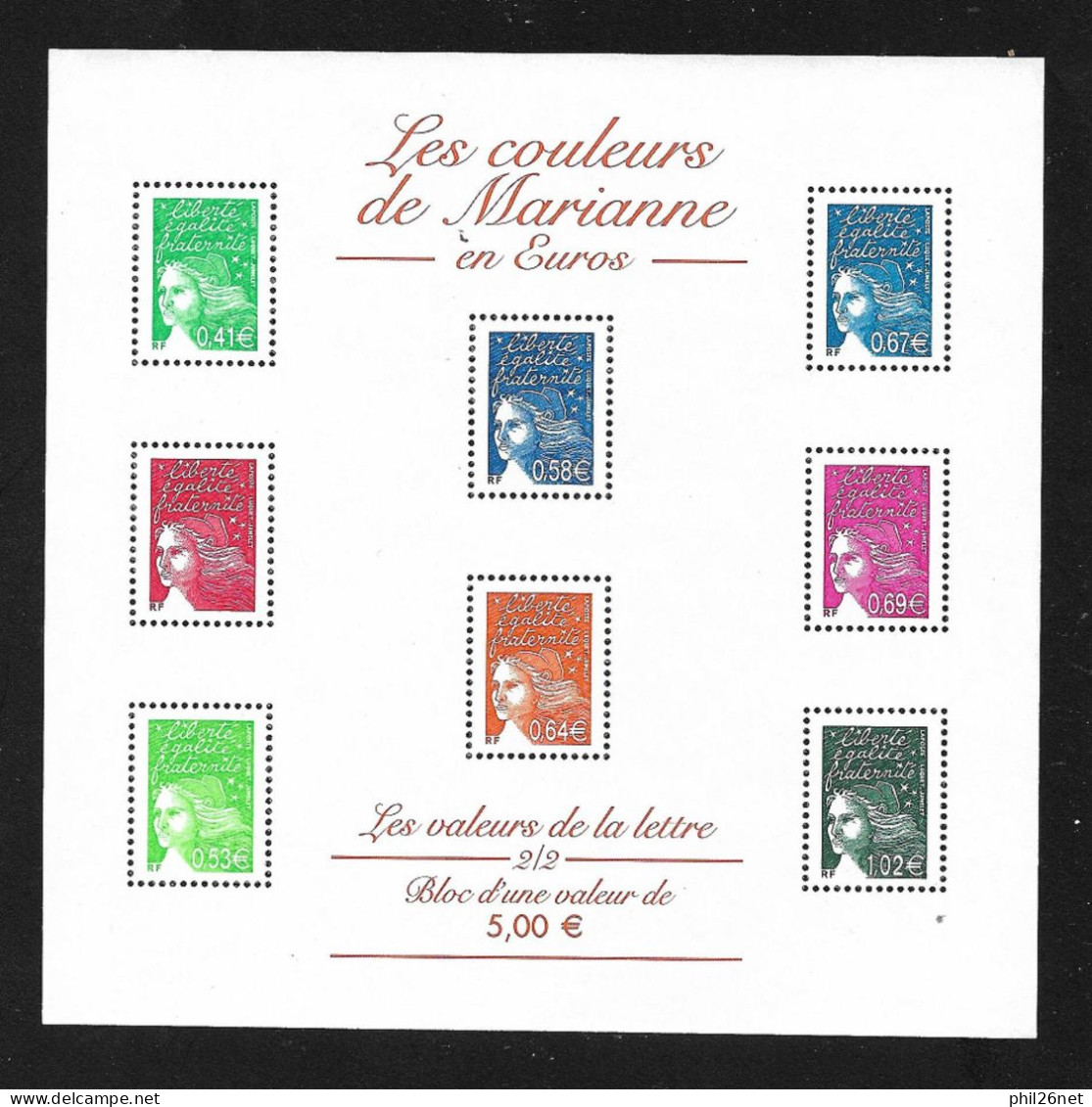 France Bloc N°45   Les Couleurs De Marianne Neuf * *TB Jamais Plié Voir Scan   Soldé Au Prix De La Poste En 2002 ! ! ! - 1997-2004 Marianne Of July 14th