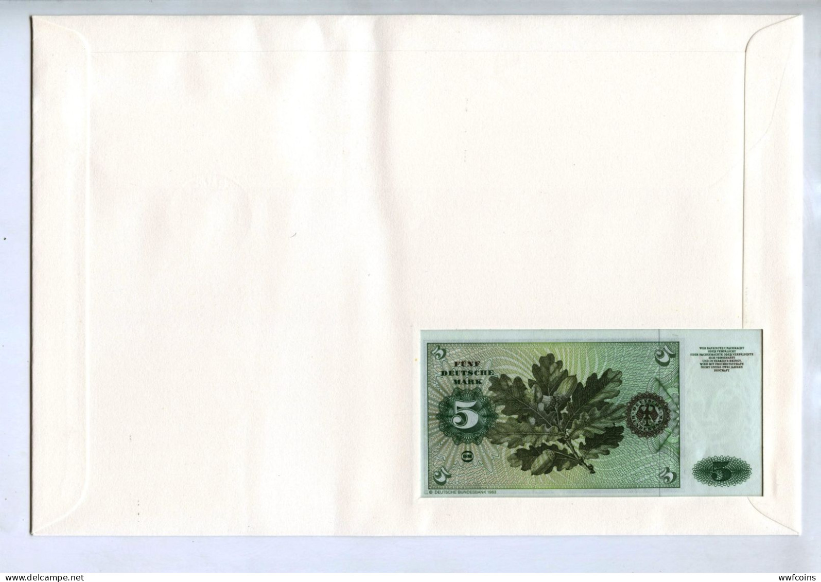 GIANT POSTCARD COMMEMORATIVE GERMANIA QUERCIA GHIANDA FIRST DAY ISSUE FDS UNC (1) - 5 Deutsche Mark