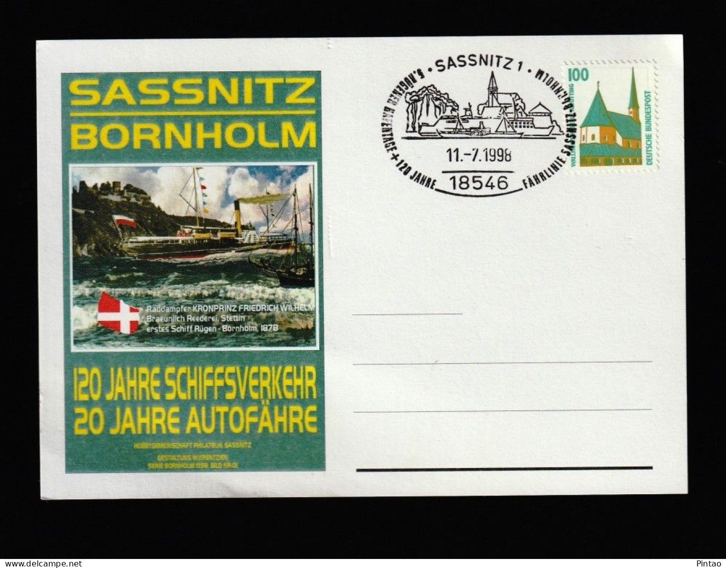 PCN1181- ALEMANHA 1998- NÃO CIRCULADO C/ SELO (CTO)_  BARCOS - Postkarten - Gebraucht