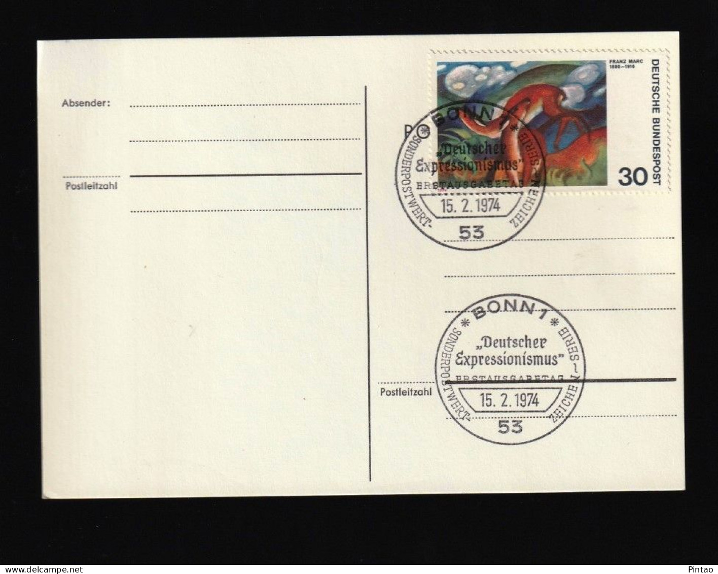 PCN1182- ALEMANHA 1974- NÃO CIRCULADO C SELO (CTO)_  ARTE - Postcards - Used