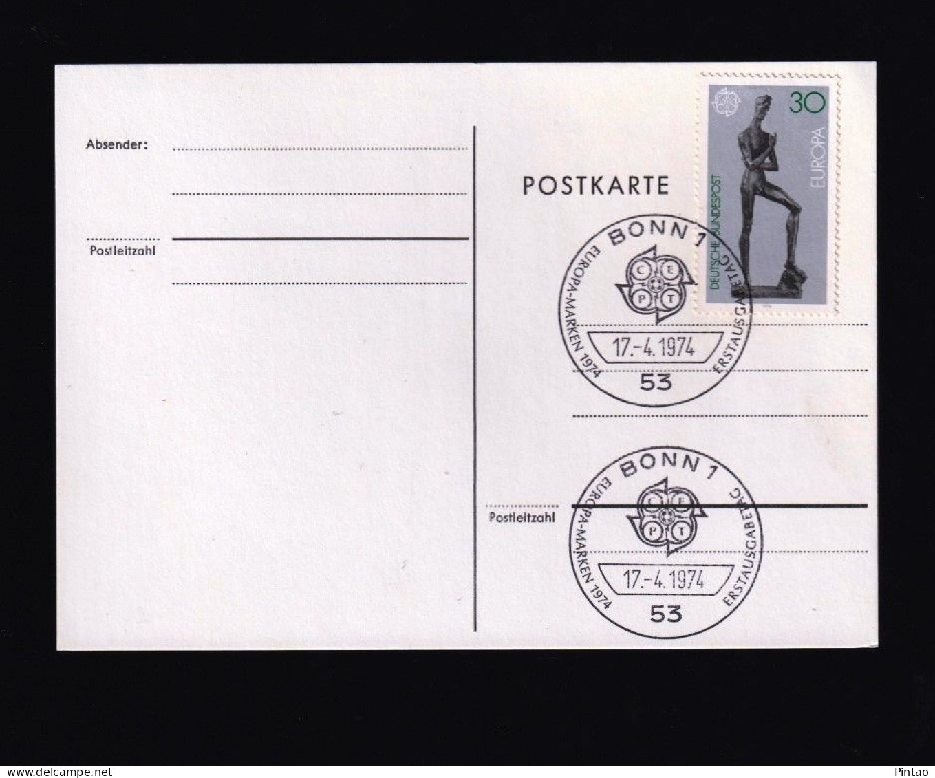 PCN1185- ALEMANHA 1974- NÃO CIRCULADO C SELO (CTO)_ EUROPA CEPT - Postkaarten - Gebruikt