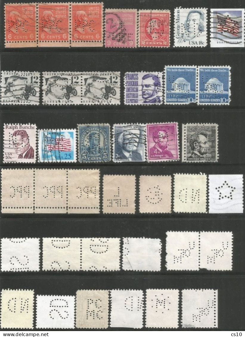 USA Perfins Small Lot Of 130 Pcs 7 Scans Incl. PPC Iowa University And Some Piece Incl. Stationery7 - Zähnungen (Perfins)