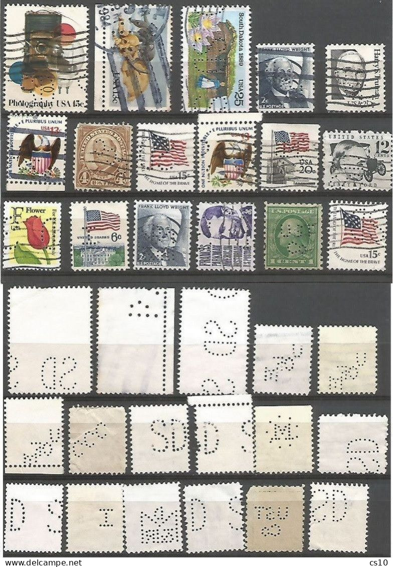 USA Perfins Small Lot Of 130 Pcs 7 Scans Incl. PPC Iowa University And Some Piece Incl. Stationery7 - Zähnungen (Perfins)