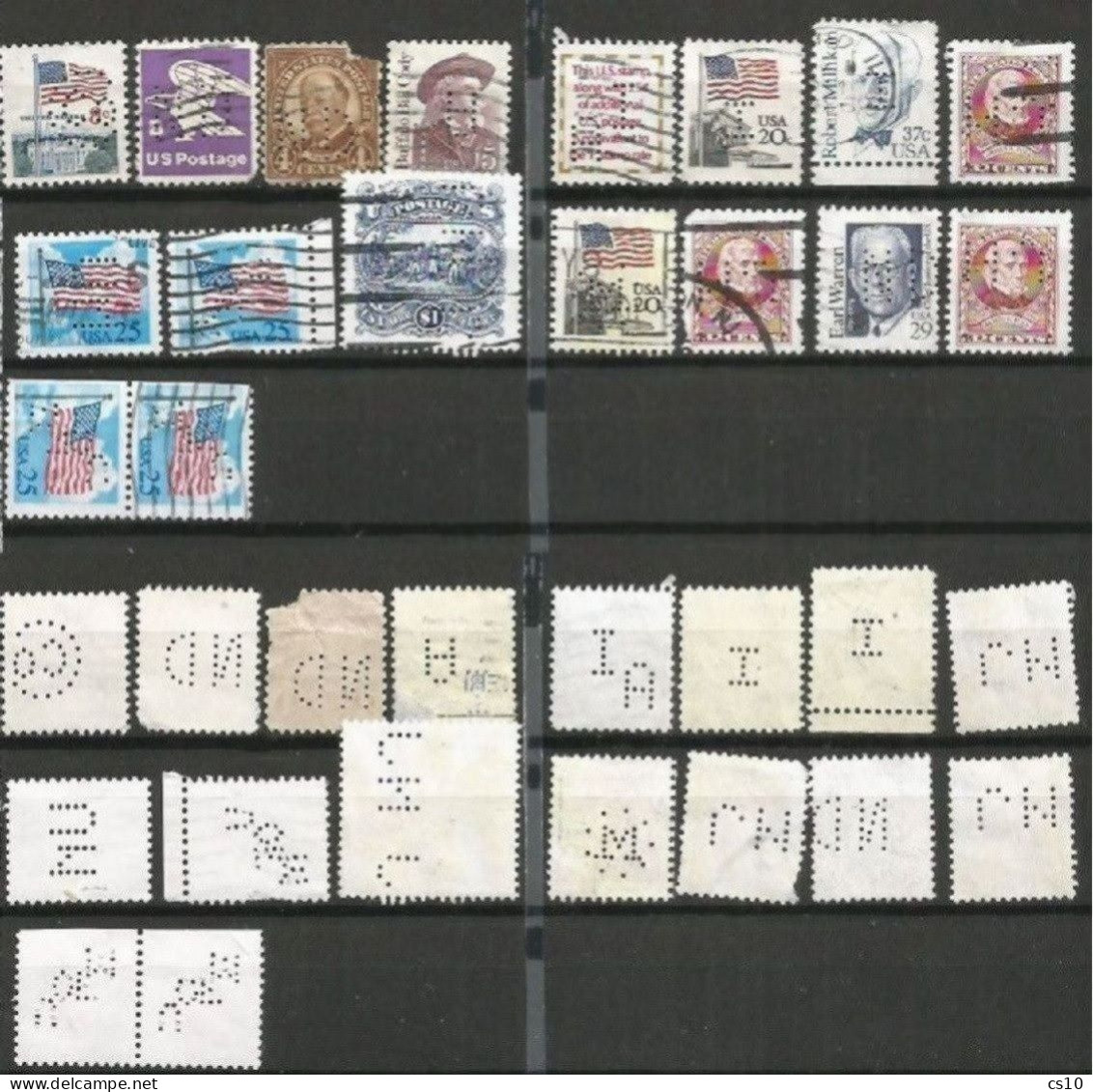 USA Perfins Small Lot Of 130 Pcs 7 Scans Incl. PPC Iowa University And Some Piece Incl. Stationery7 - Perfins