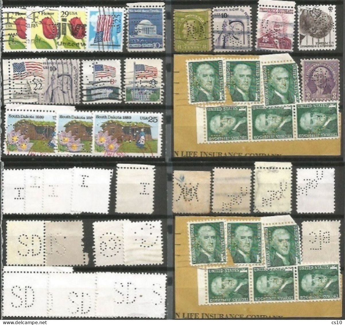 USA Perfins Small lot of 130 pcs 7 scans incl. PPC Iowa University and some Piece incl. Stationery7