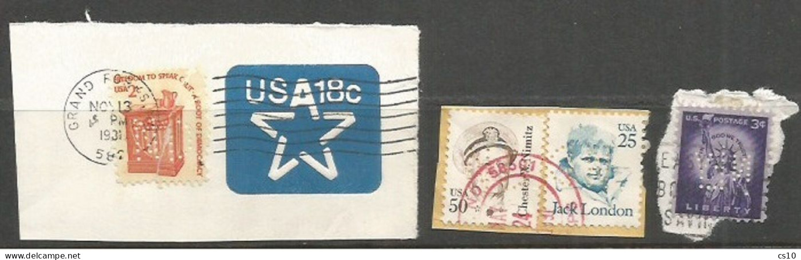 USA Perfins Small Lot Of 130 Pcs 8 Scans Incl. PPC Iowa University And Some Piece Incl. Stationery - Perforiert/Gezähnt