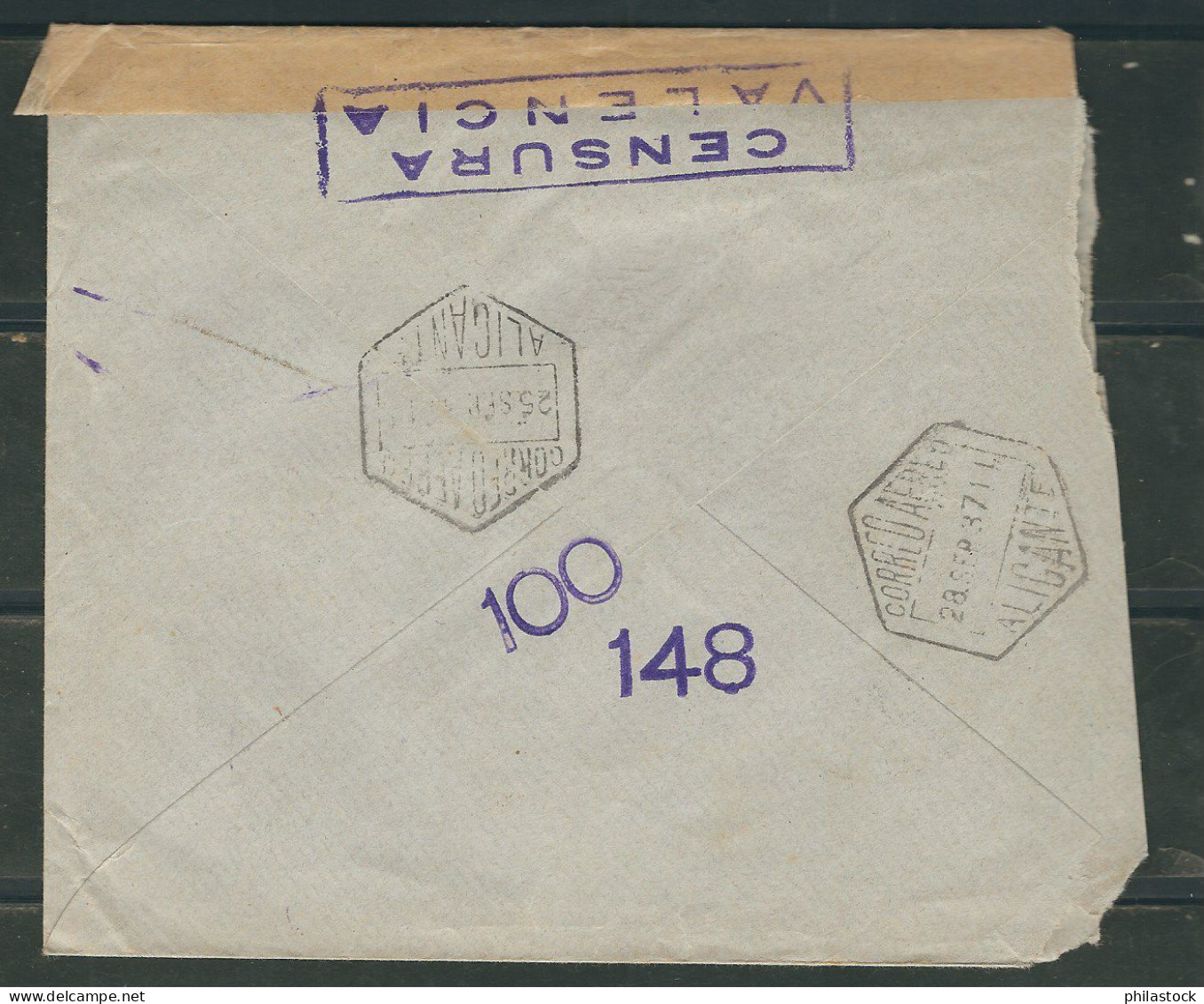 ESPAGNE 1937 Lettre Censurée De Santapola Pour Casablanca Maroc - Marques De Censures Nationalistes