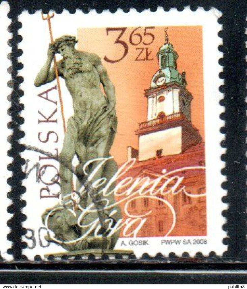 POLONIA POLAND POLSKA 2008 TOWN HALL AND NEPTUNE FOUNTAIN JELENIA GORA 3.65z USATO USED OBLITERE' - Used Stamps