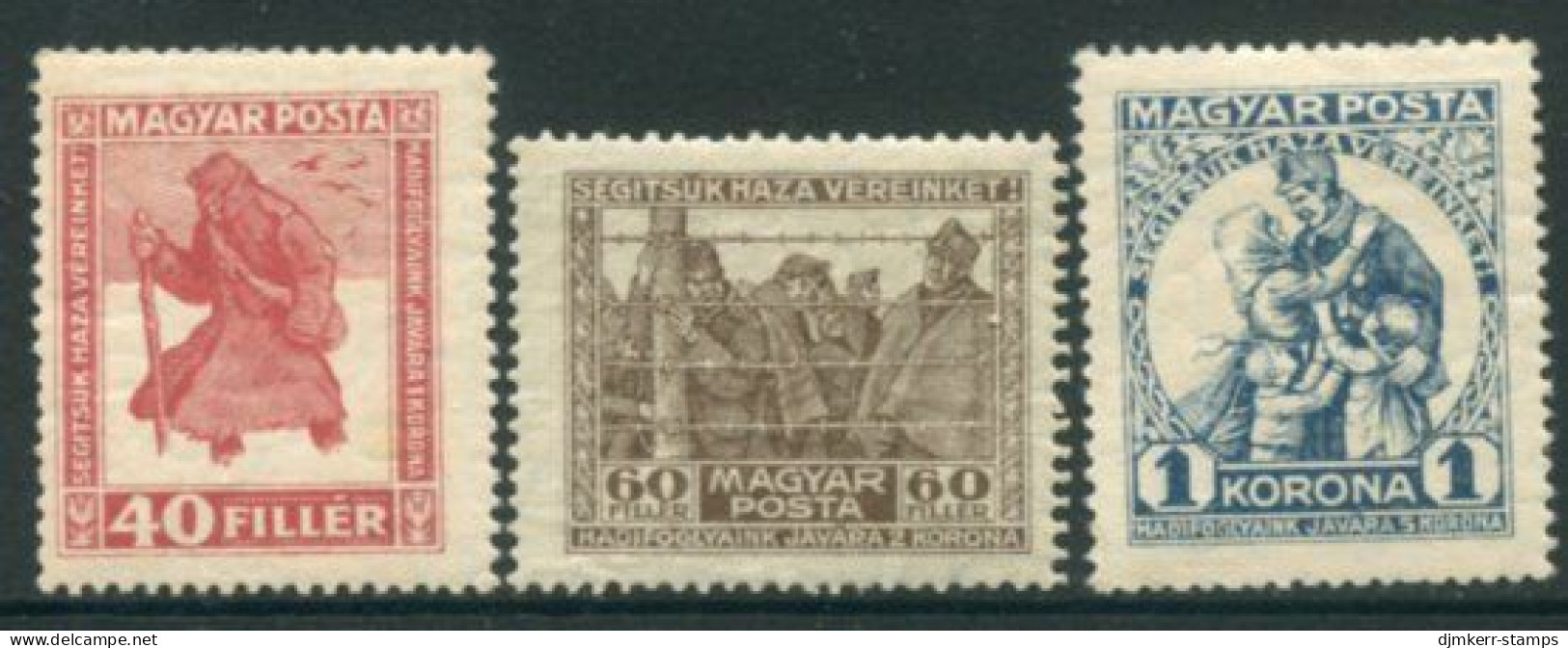 HUNGARY 1920 War Invalids Upright Watermark MNH / **.  Michel 312-14X - Ungebraucht