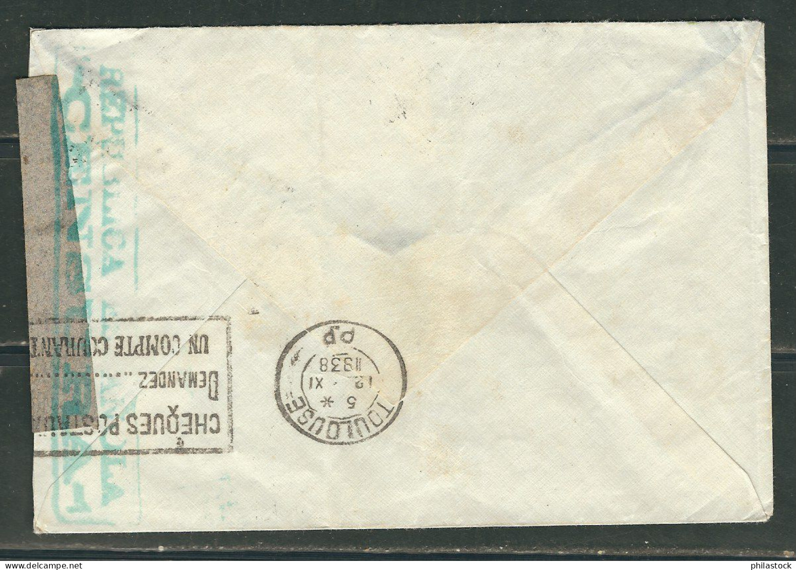 ESPAGNE 1938 Lettre. Censurée  Pour Toulouse - Marcas De Censura Nacional