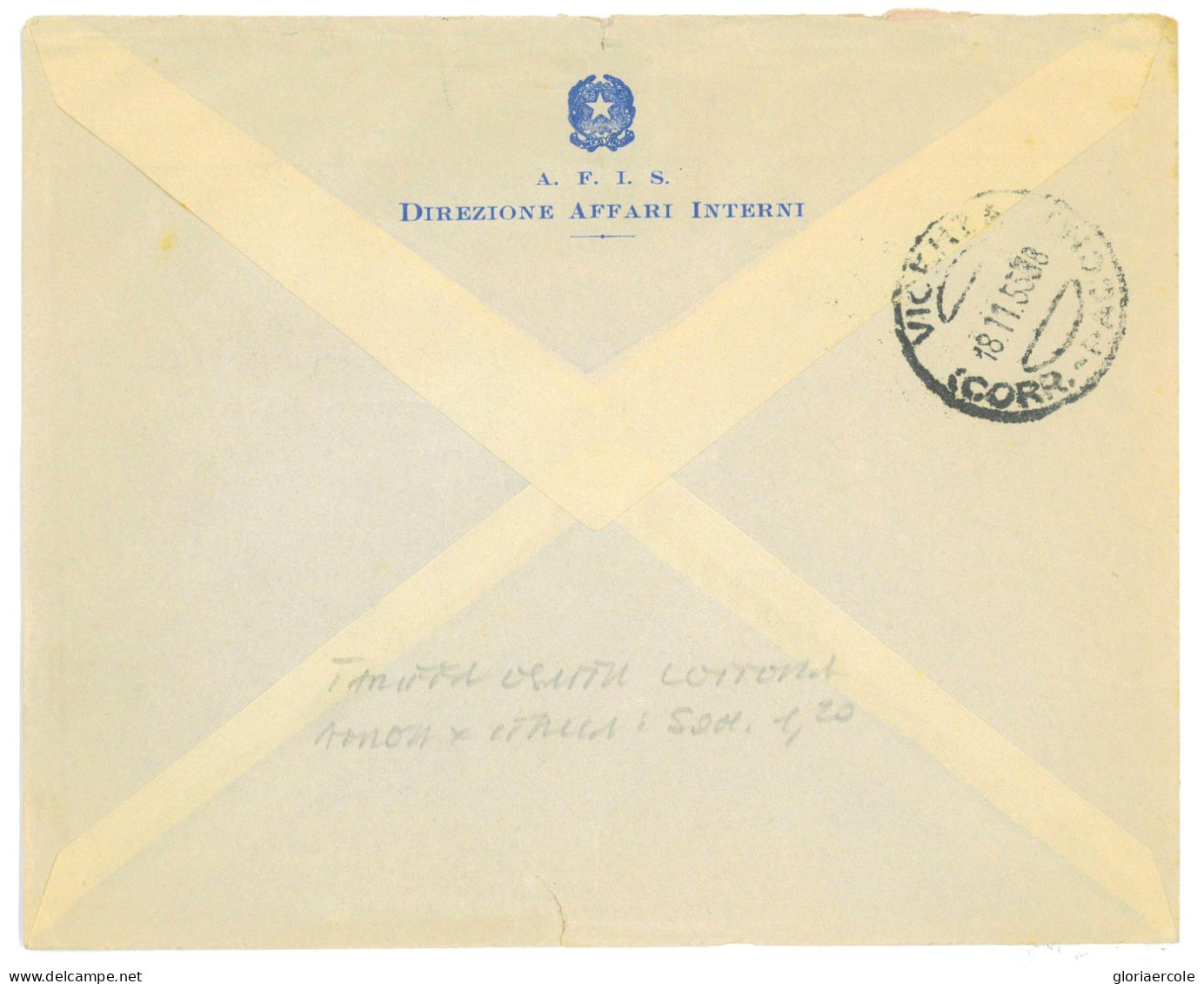 P2676 - SOMALIA AFIS, 15.11.55 LETTERA AEREA PER VICENZA, IN TARIFFA ESATTA.PA 1 + 5 - Somalia (AFIS)