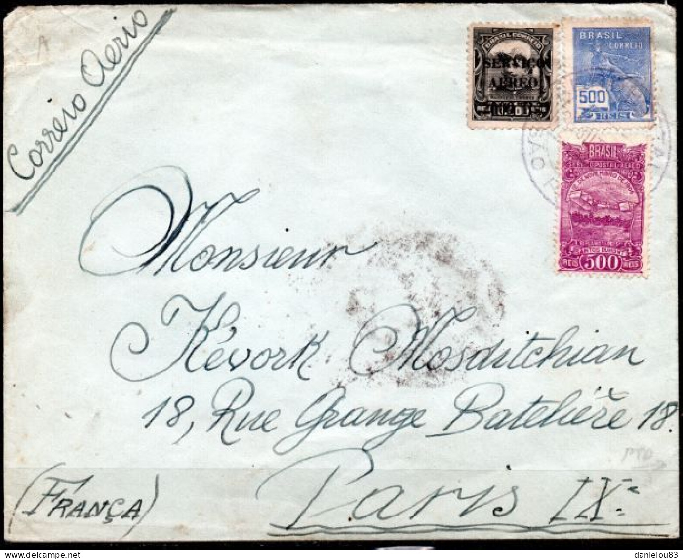 1929 - COURRIER Par Avion - Sao Paulo, Brésil Vers Paris, France - LIGNE MERMOZ - Airmail