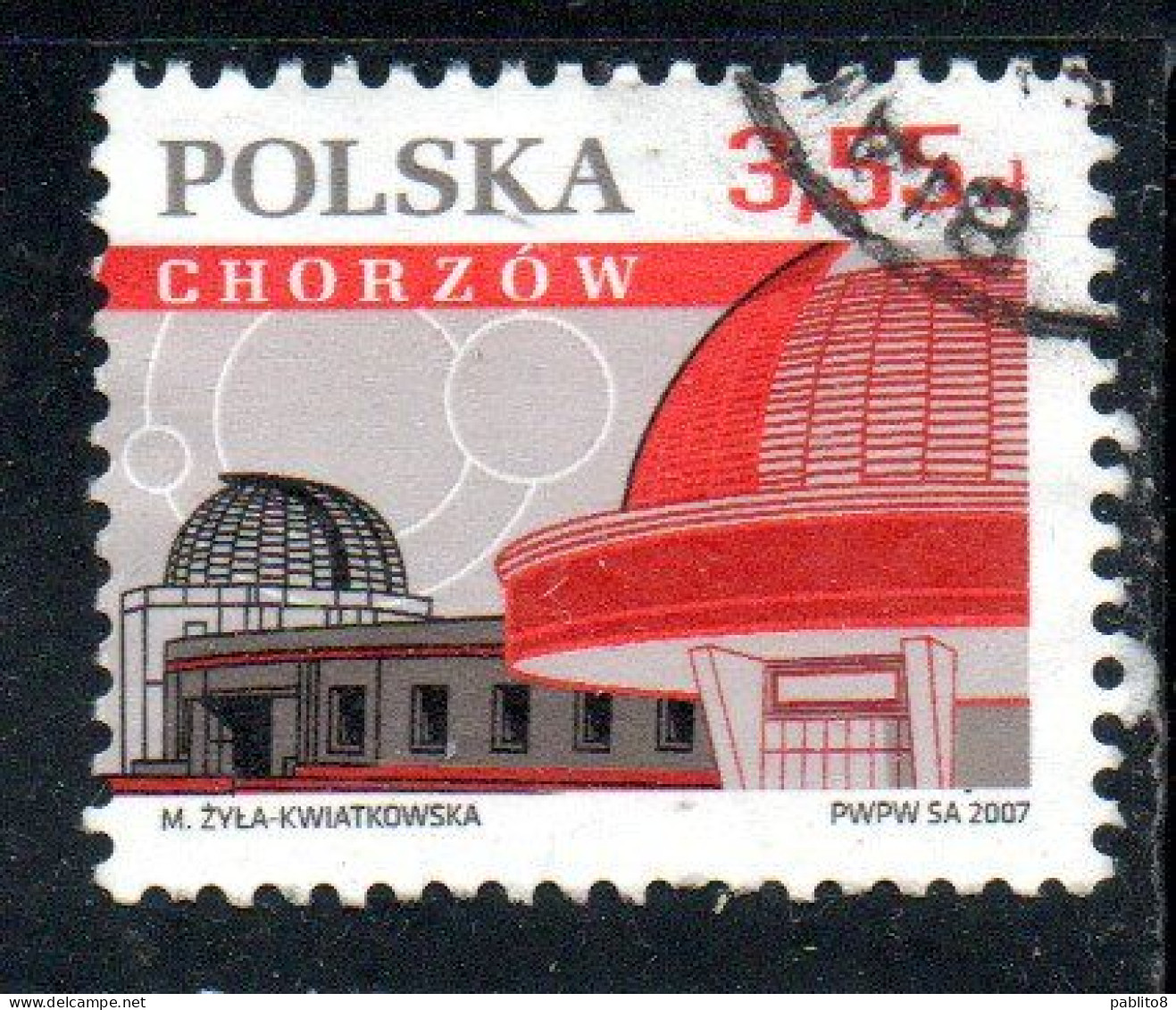 POLONIA POLAND POLSKA 2007 NICOLAUS COPERNICUS PLANETARIUM CHORZOW 3.55z USATO USED OBLITERE' - Usati