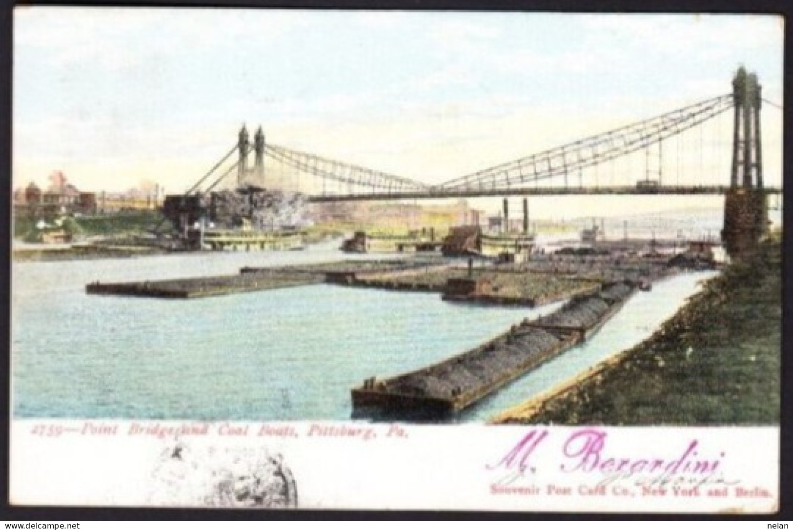 POINT BRIDGE AND COAL BOATS - PITTSBURG - Pittsburgh