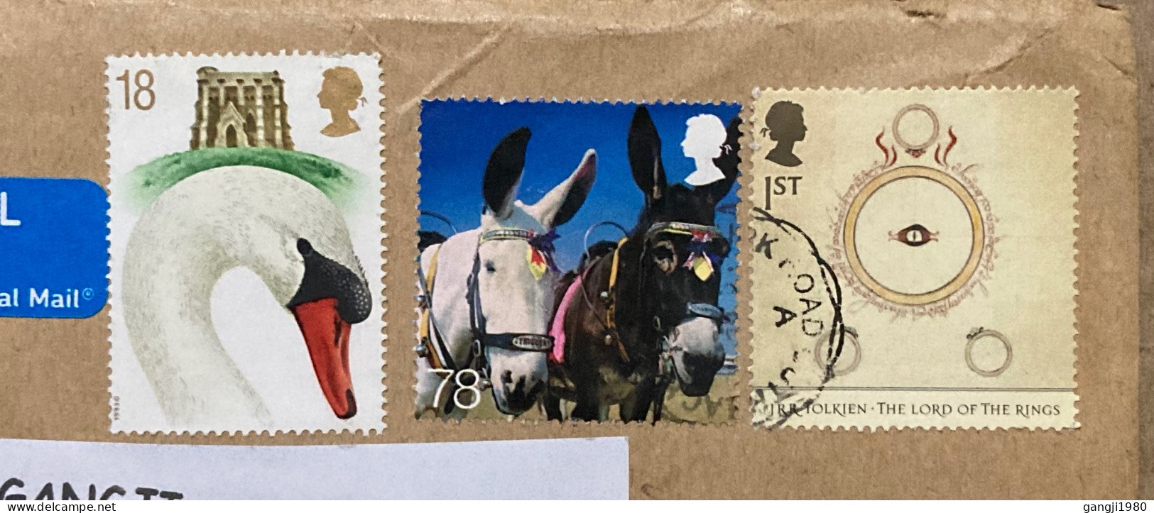 GREAT BRITAN 2024,  COVER USED TO INDIA   DUCK BIRD, HORSE  LORDS OF THE RENG  3 DIFF STAMP. - Ohne Zuordnung