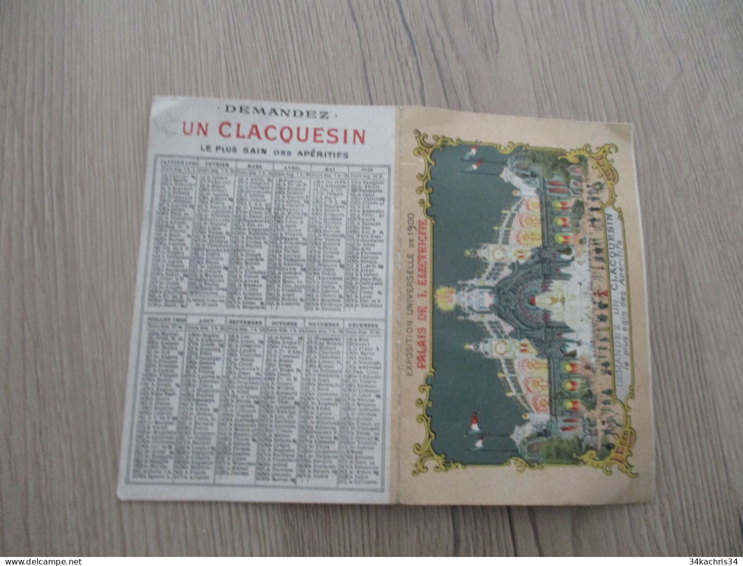 F5 Calendrier 1900 Pub Publicité 2 Volets Illustré Apéritif Clacquesin - Formato Piccolo : ...-1900