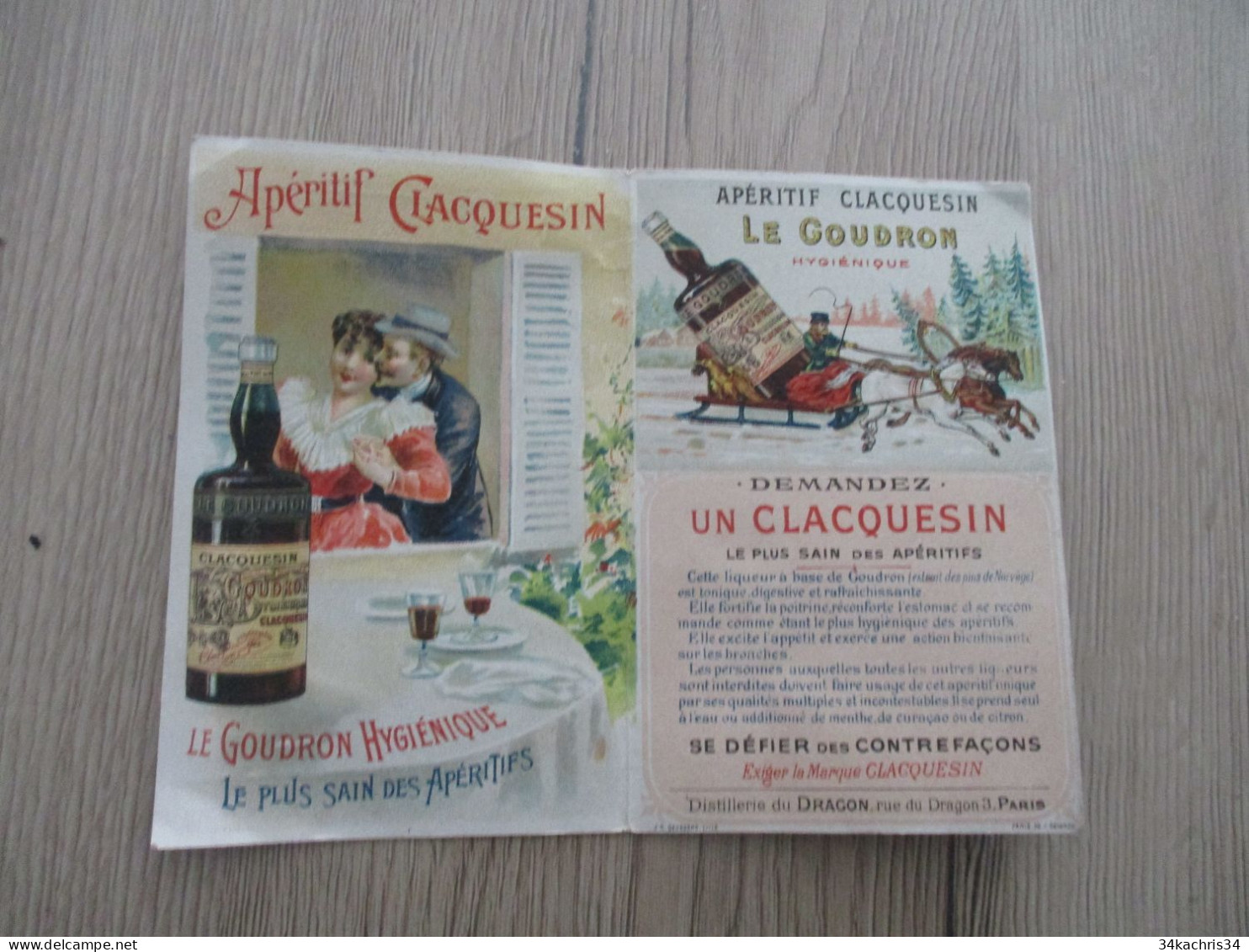 F5 Calendrier 1900 Pub Publicité 2 Volets Illustré Apéritif Clacquesin - Formato Piccolo : ...-1900