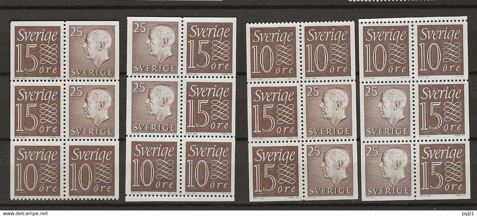 1964 MNH Sweden Booklet Panes Mi 520 - H-blatt 25-28 - Ongebruikt