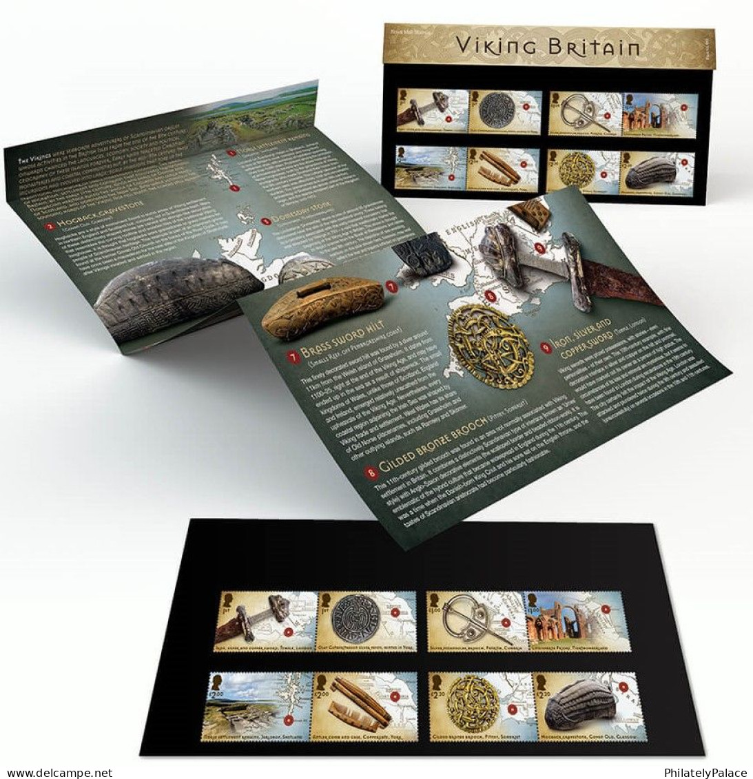Great Britain 2024 Viking, Sword,Iron,Silver,Gold,Bronze,Coin,Antler Comb ,Set Of 8, Presentation Pack MNH (**) - Non Classés