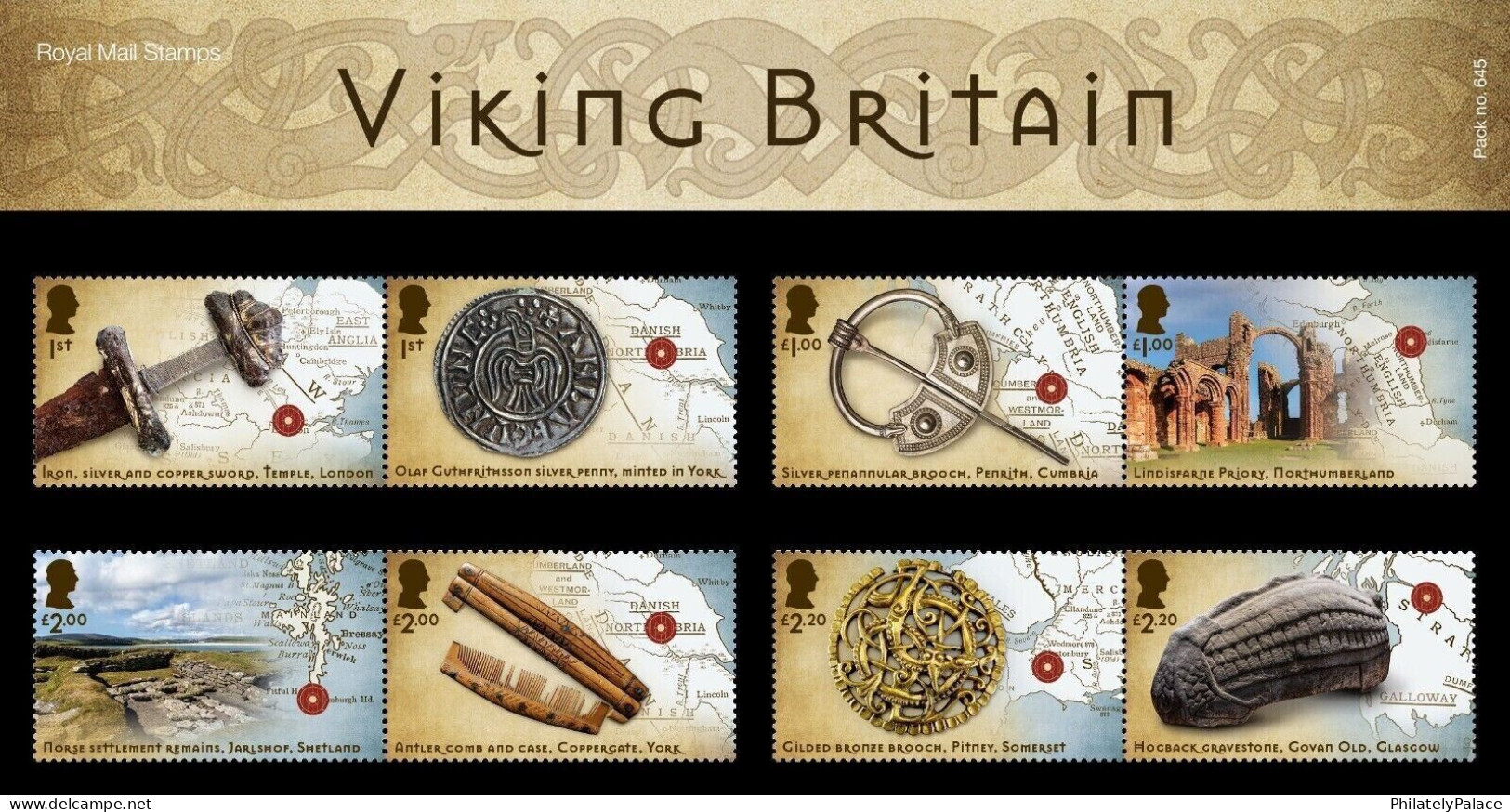 Great Britain 2024 Viking, Sword,Iron,Silver,Gold,Bronze,Coin,Antler Comb ,Set Of 8, Presentation Pack MNH (**) - Ohne Zuordnung