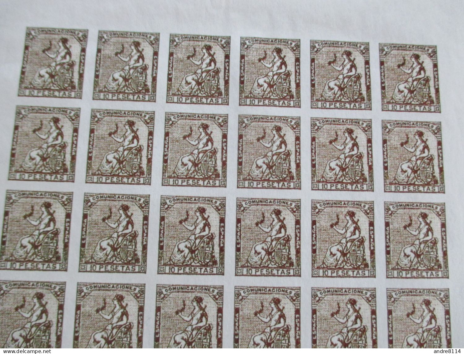 1873 Spain SC#200 10p  Being A Hialeah Reproduction Issue On Thick Paper Gummed Page For Study Only RS - Fantasy Labels