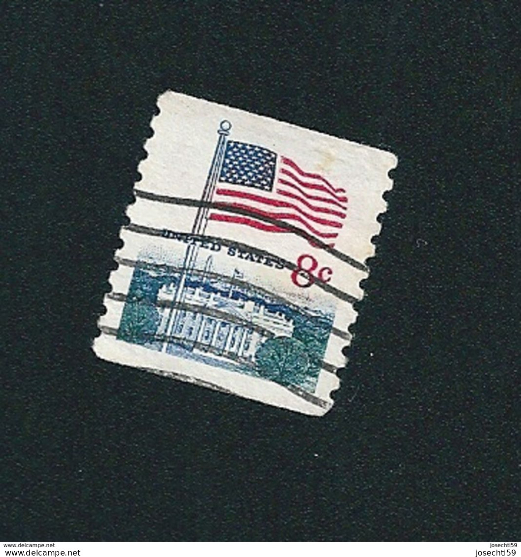 N° 923a Drapeau Et Maison Blanche - Dent. 10 Verticalement   Stamp Etats Unis D' Amérique 1971  Timbre USA - Gebraucht
