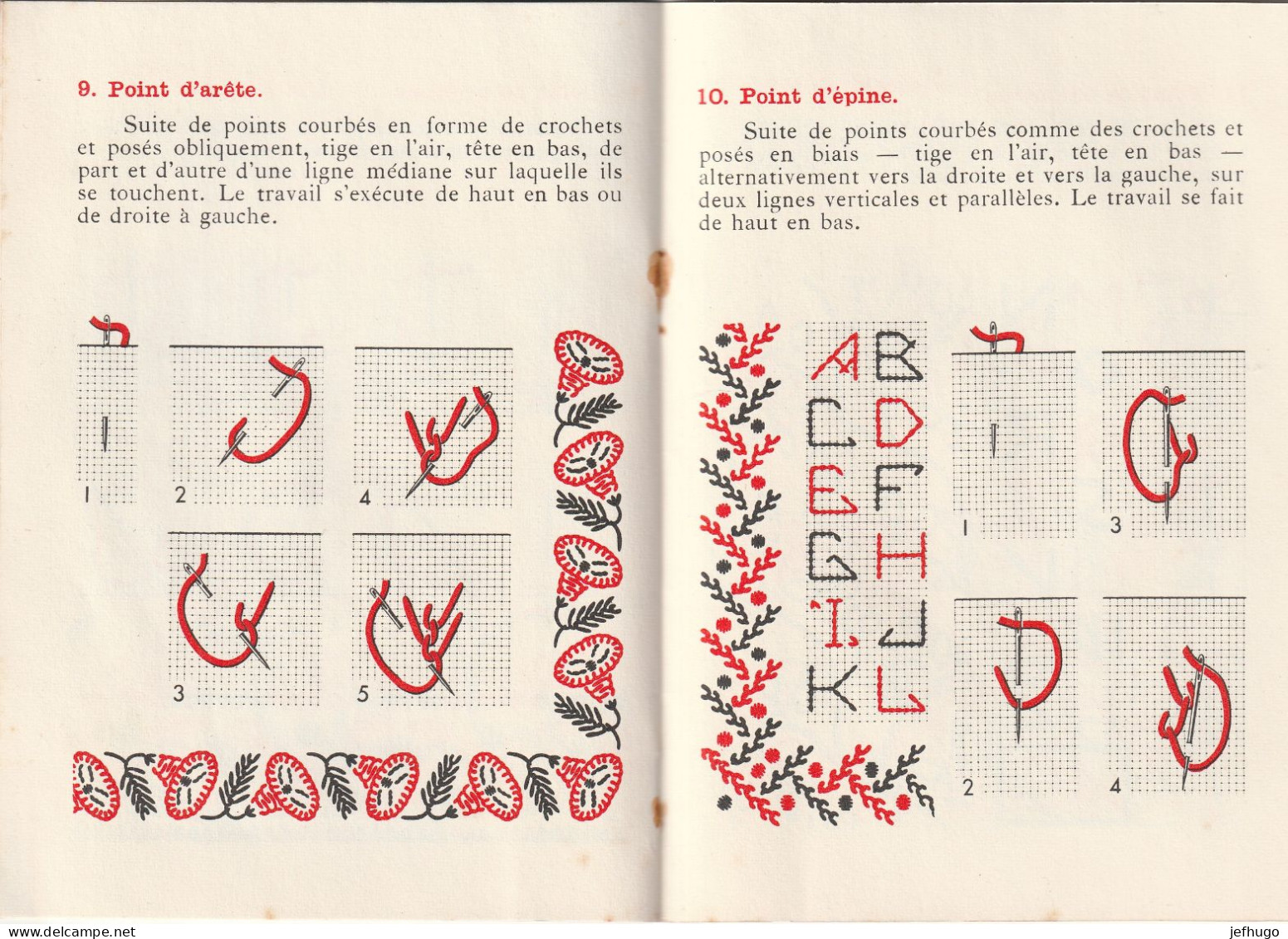 49 -  PETIT FASCICULE  PREMIERS POINT DE BRODERIE PAR D.M.C. . 16 PAGES  . 15 CM SUR 11 CM  . SCANNE ETG TOTALITE