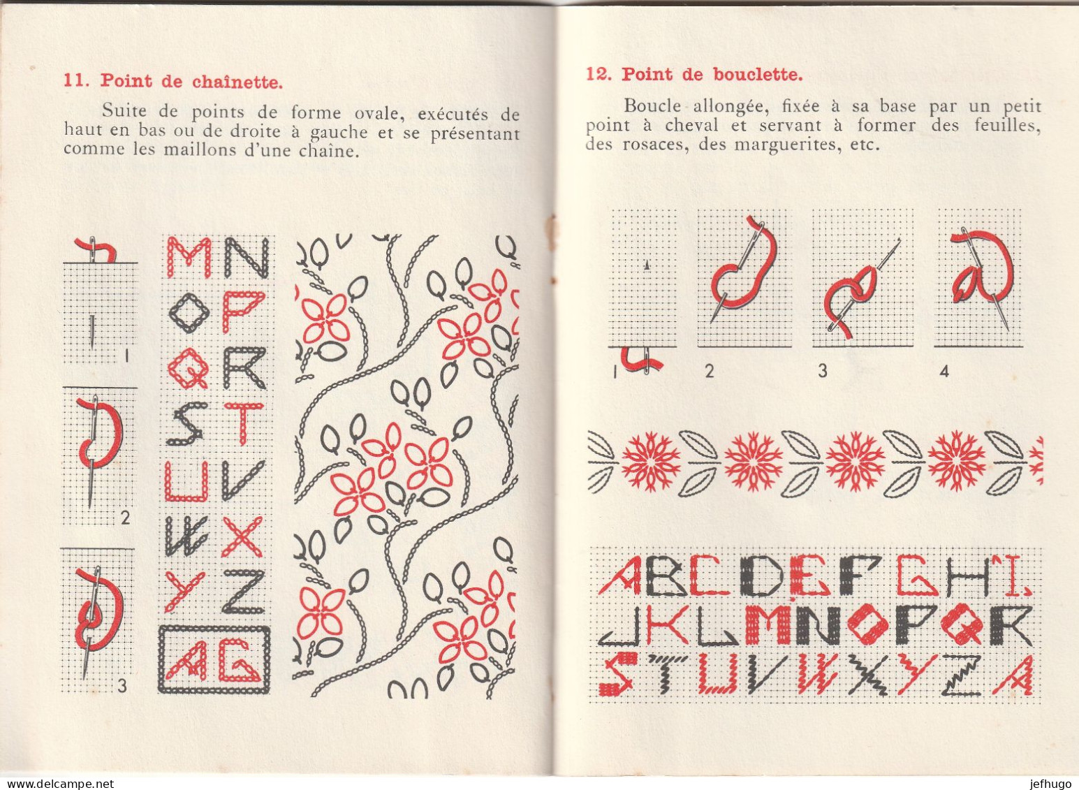 49 -  PETIT FASCICULE  PREMIERS POINT DE BRODERIE PAR D.M.C. . 16 PAGES  . 15 CM SUR 11 CM  . SCANNE ETG TOTALITE