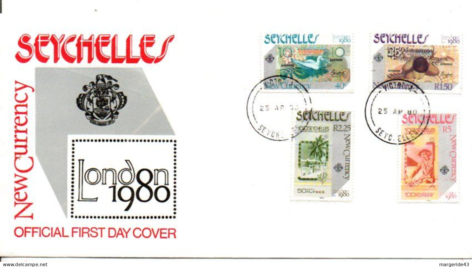 SEYCHELLES FDC 1980 EXPO PHILA LONDON 80 - Seychelles (1976-...)