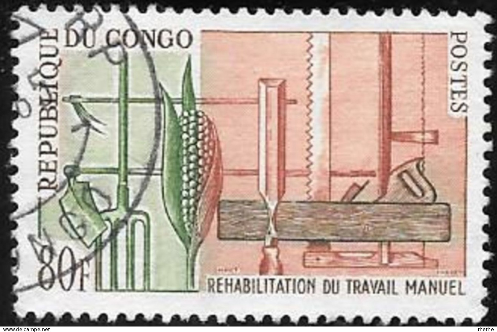 CONGO - Réhabilitation Du Travail Manuel - Afgestempeld