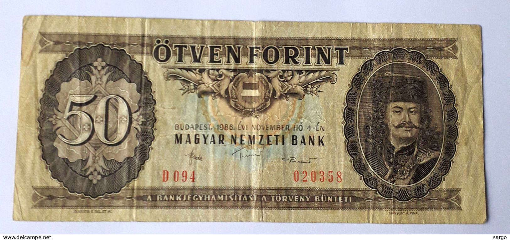 HUNGARY - 50 FORINT - 1986 - P 170g- CIRC - BANKNOTES - PAPER MONEY - CARTAMONETA - - Hongarije