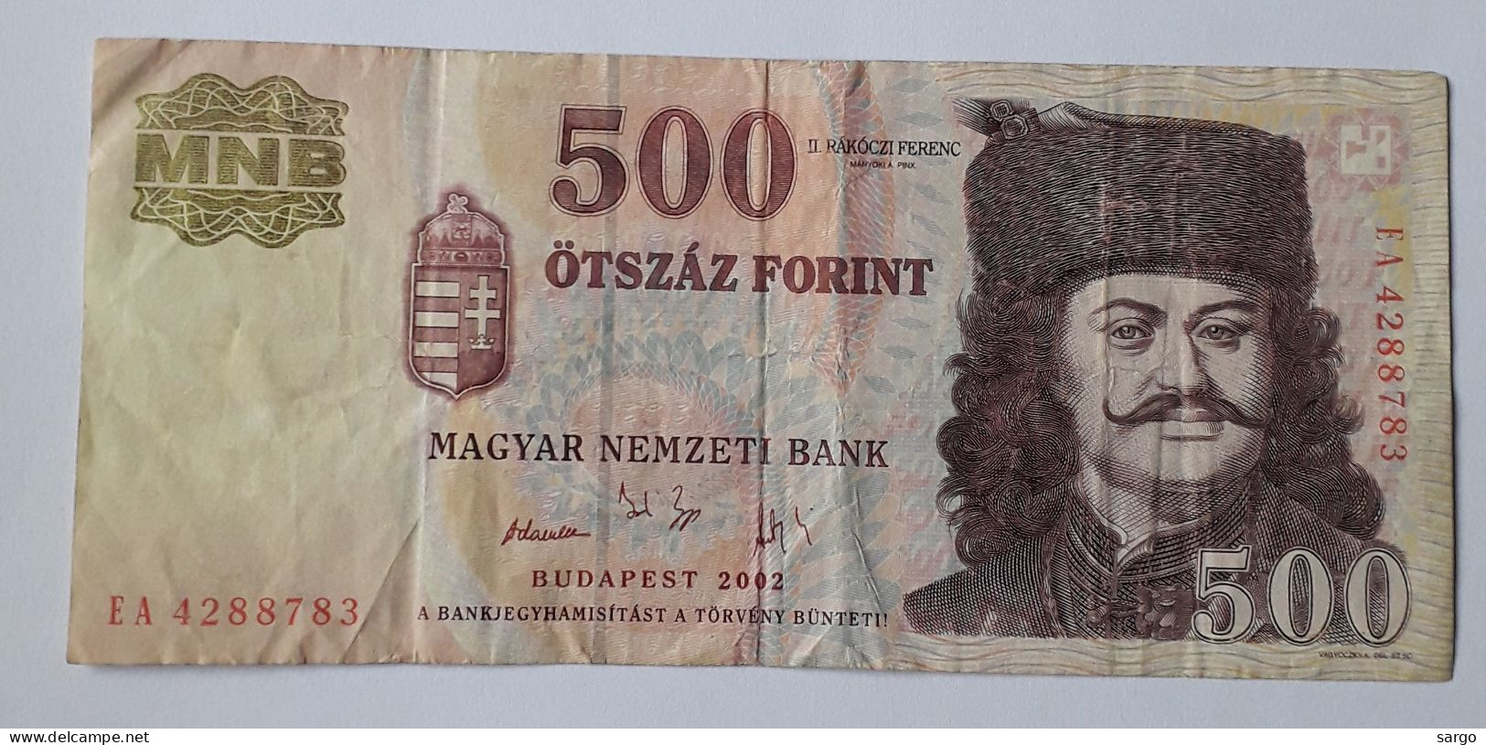 HUNGARY - 500  FORINT - 2002 - P 188b - CIRC - BANKNOTES - PAPER MONEY - CARTAMONETA - - Hongrie