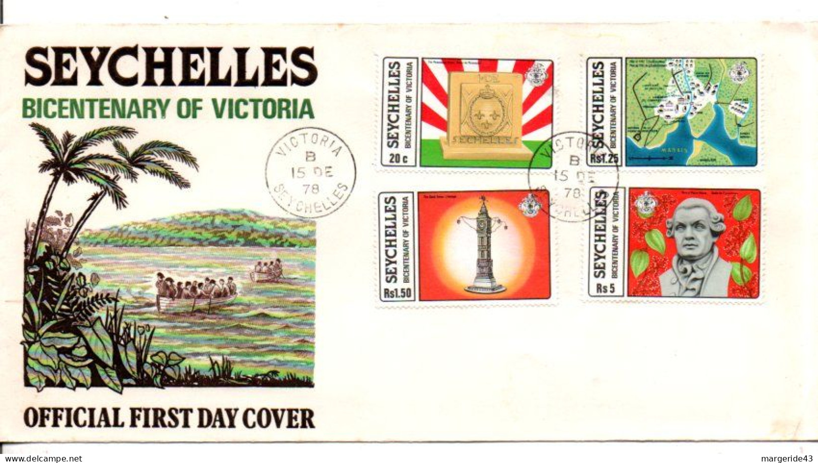 SEYCHELLES FDC 1979 BICENTENAIRE VILLE DE VICTORIA - Seychelles (1976-...)
