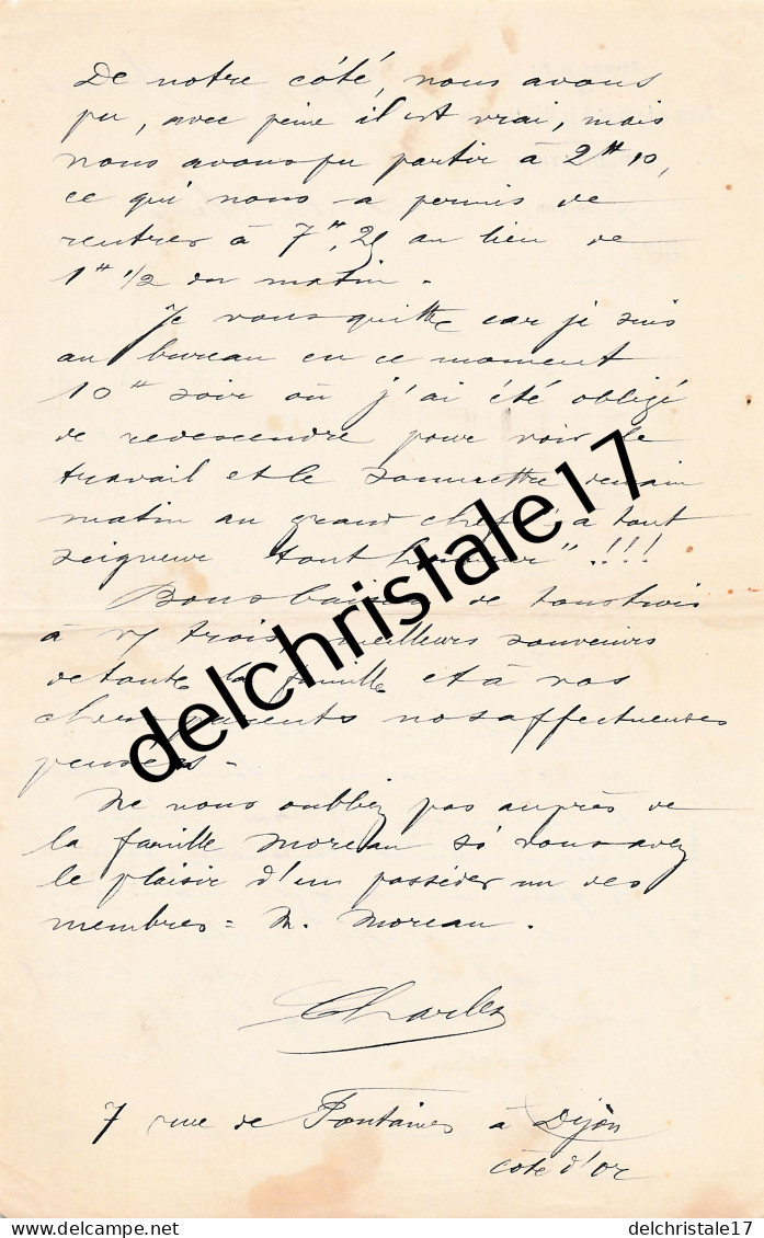 21 0217 DIJON COTE D'OR 1921 Correspondance Sur Entente Chemin De Fer De Paris à Lyon & Méditerranée  - Other & Unclassified