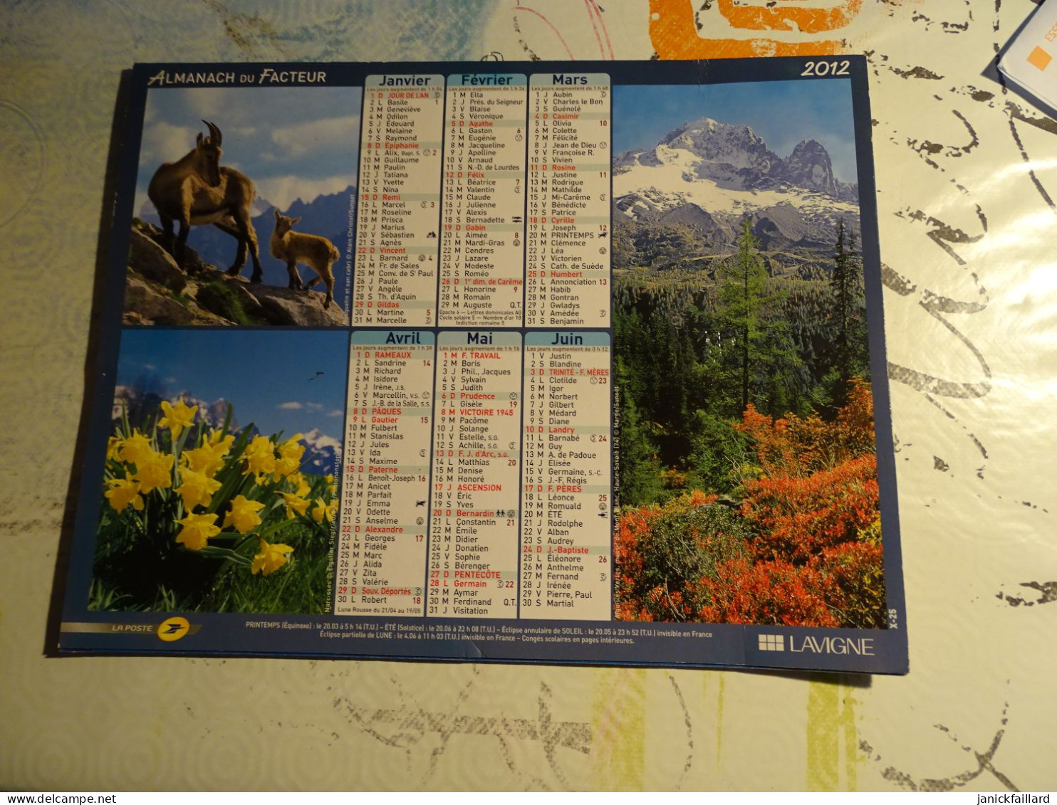 Calendrier Almanach Des Ptt 2012 - Montagne Faune Et Flore - Grand Format : 1961-70