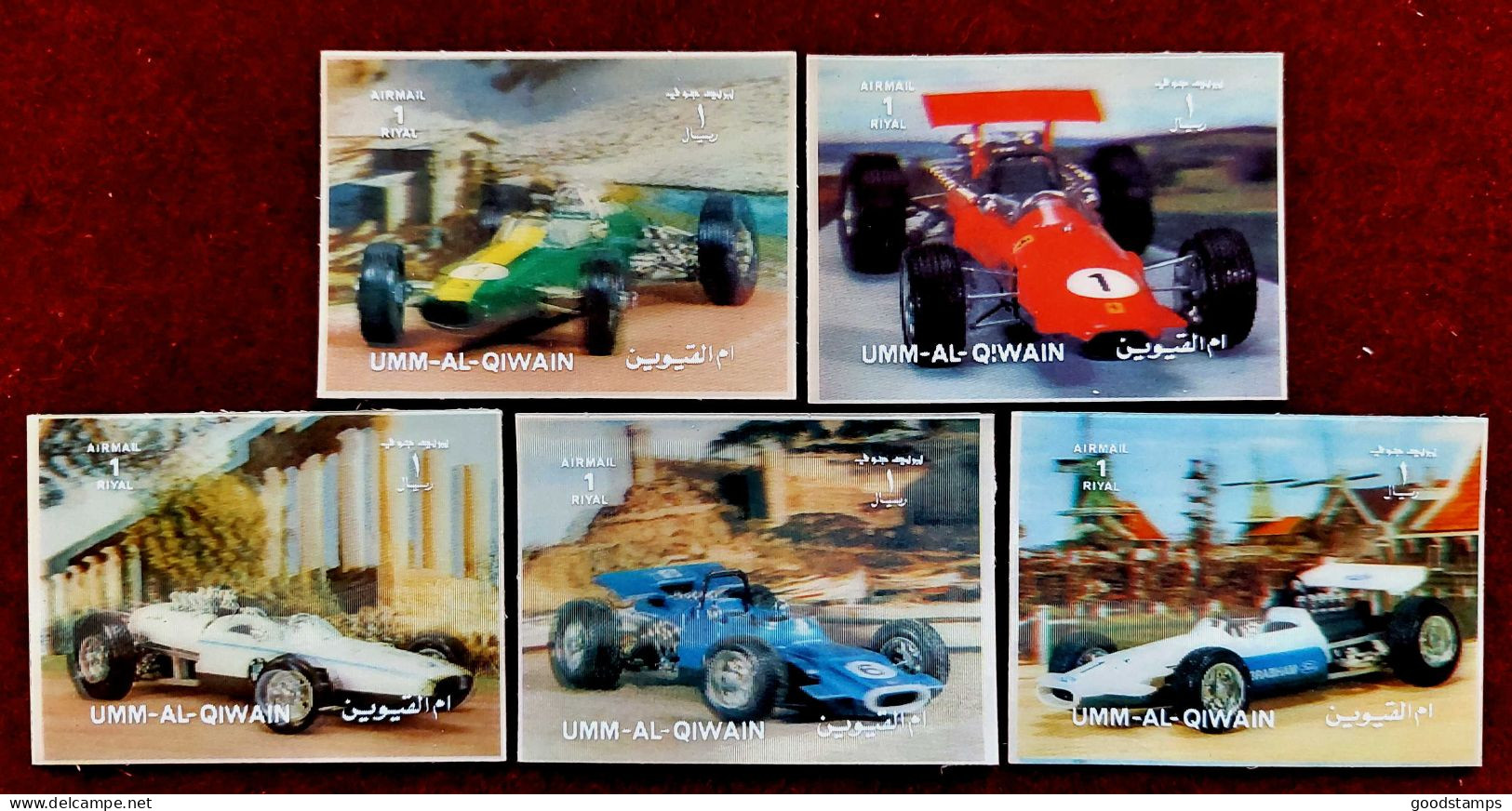 1972 UMM Al Qiwain, "Racing Cars" 3D Stamps 5.60x4.10 Cm,full Set, MNH - Umm Al-Qiwain