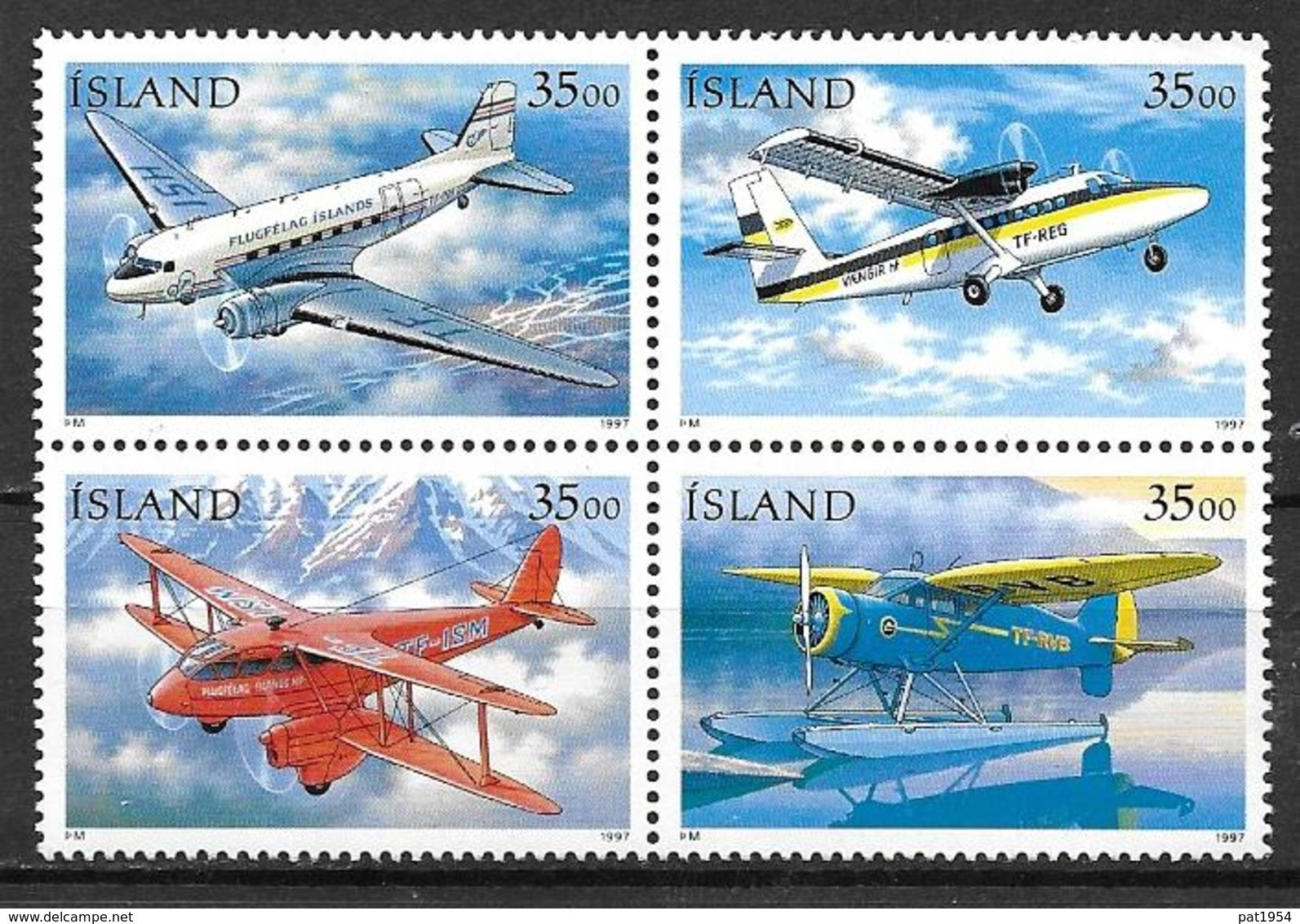 Islande 1997 Bloc De 4 Neuf 817/820 Avions Postaux - Ungebraucht