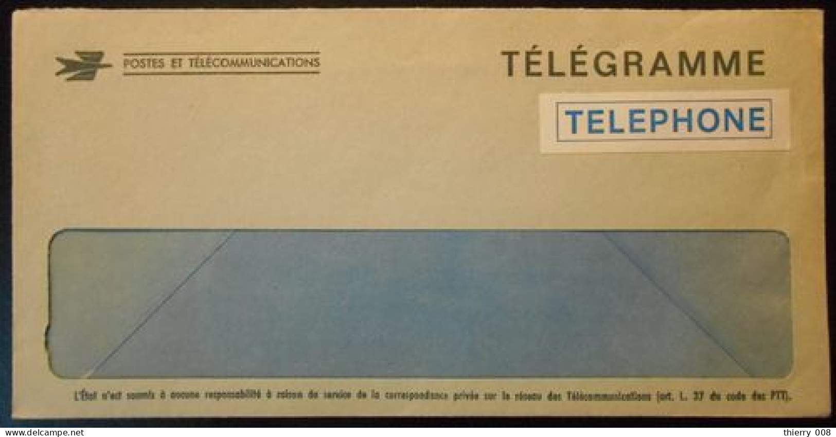 7a16 Enveloppe Télégramme Téléphone Logo Postes Et Télécommunications - Telegraphie Und Telefon