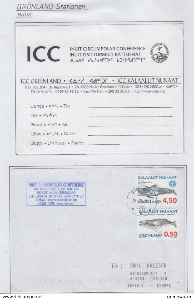 Greenland Inuit Circumpolar Conference Folder + Cover Ca Nuuk 15.10.2003  (GB151A) - Scientific Stations & Arctic Drifting Stations