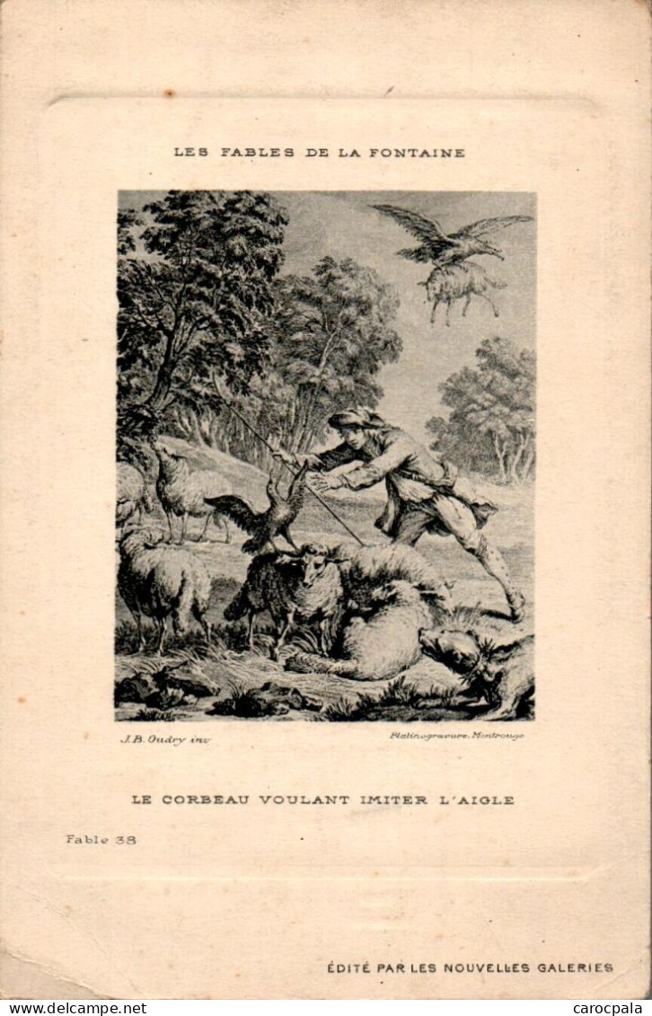 2 Fables De La Fontaine :n°28 Le Cerf Malade Et N°38 Le Corbeau Voulant Imiter L'aigle - Fairy Tales, Popular Stories & Legends