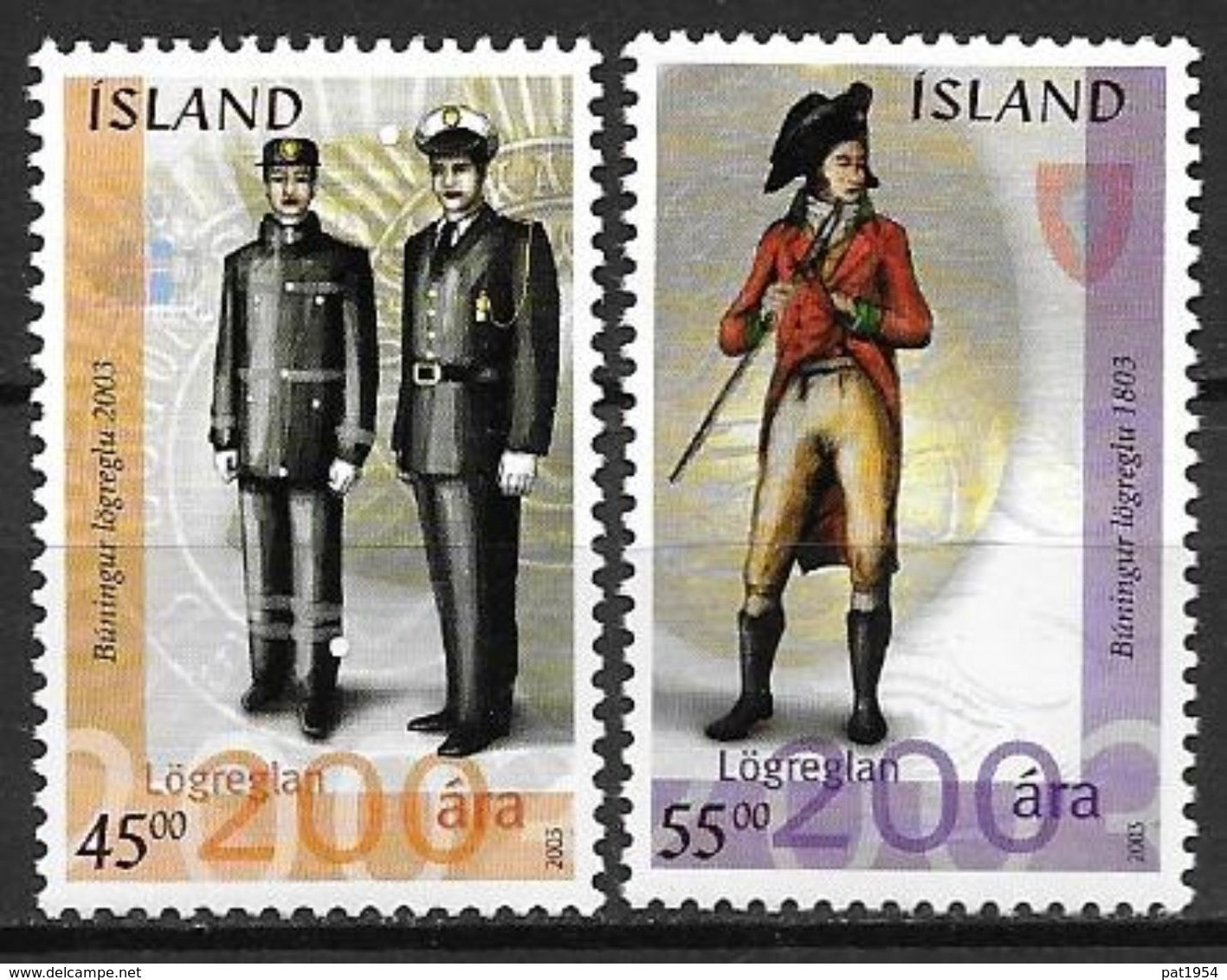 Islande 2003 N°954/955 Neufs** Police - Neufs